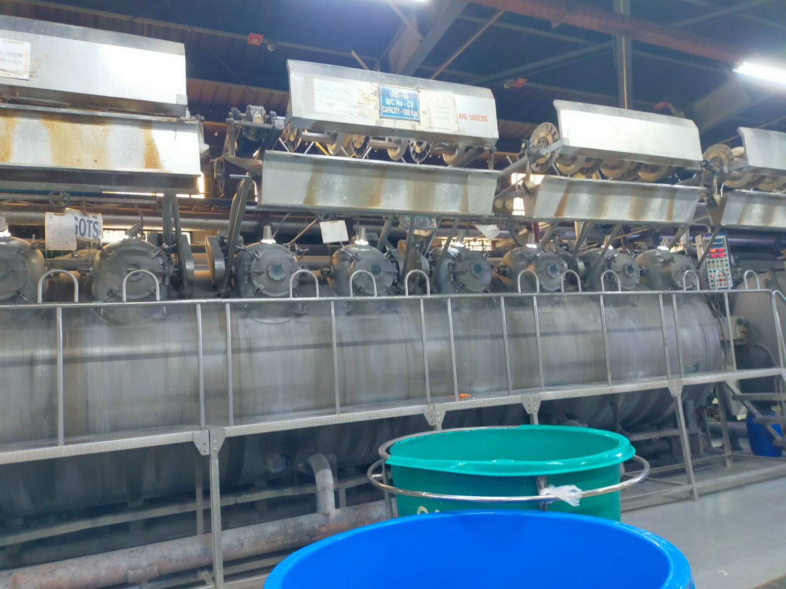 Dyeing machines on the wet-processing floor