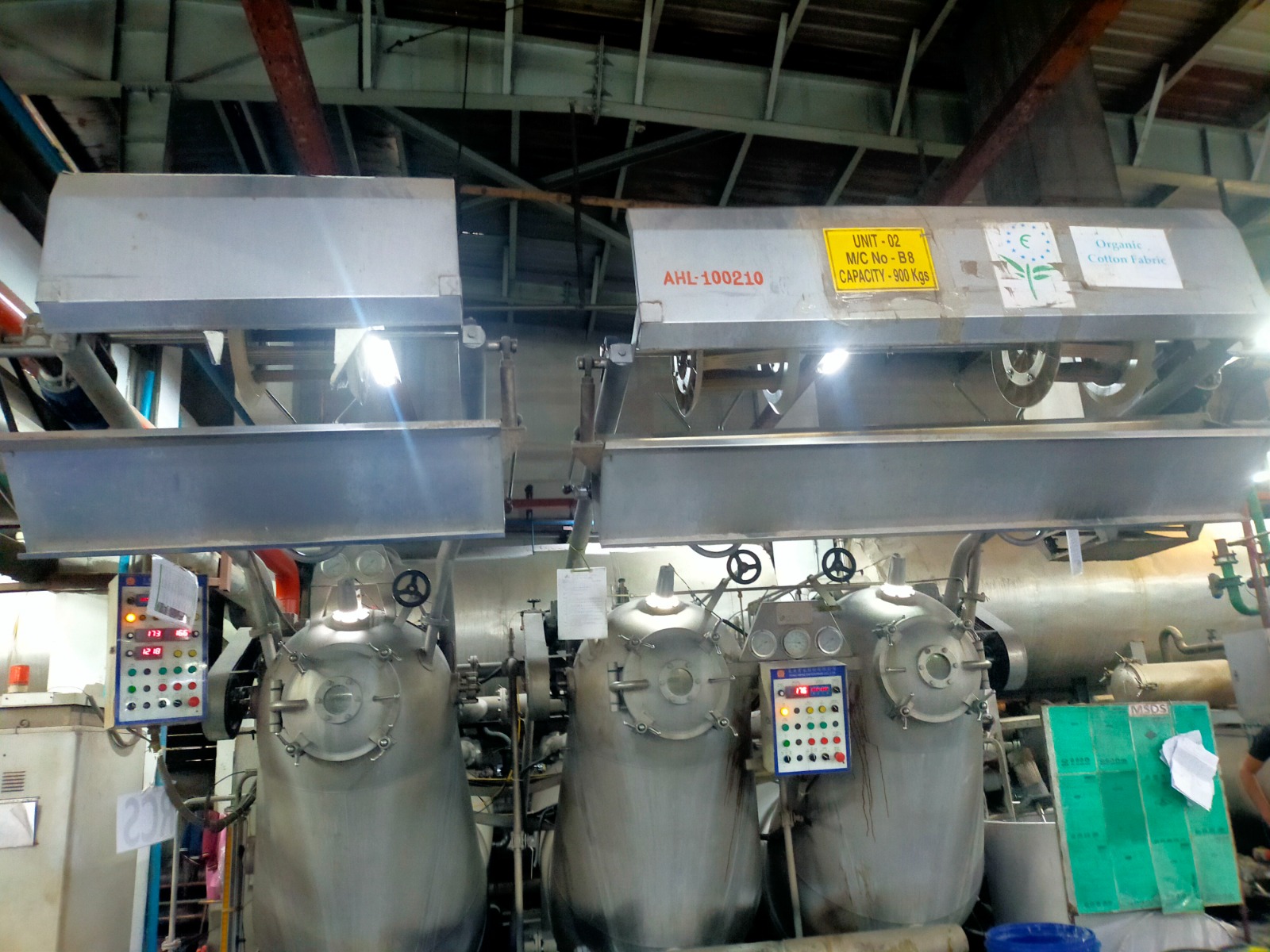Dyeing machines on the wet-processing floor